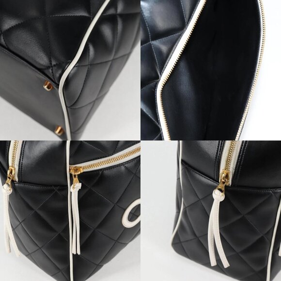 CHANEL Matelasse Boston Bag Calf Skin Black CC Auth 127925V - Picture 13 of 15
